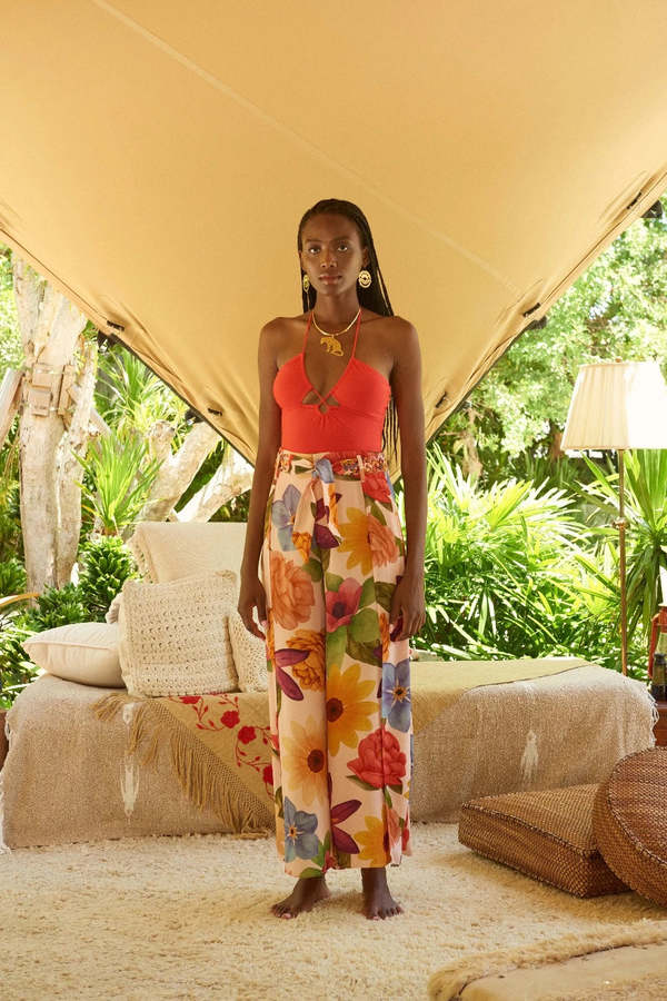 Carolina K Levi Pants - Florals Cream