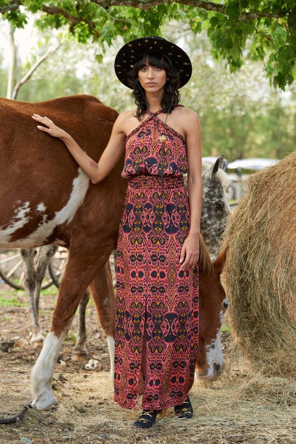 Carolina K Liz Dress - Ikat Terracotta