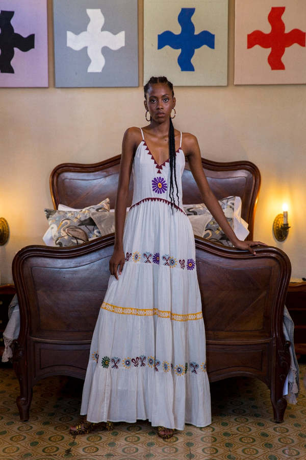 Desert Animals Blue Marieta Dress - Gardenia