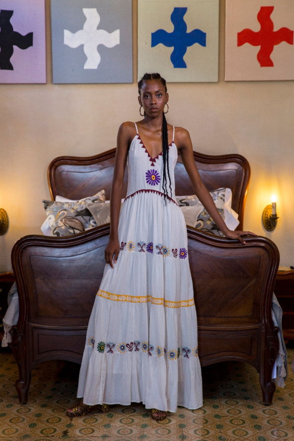 Desert Animals Blue Marieta Dress - Gardenia