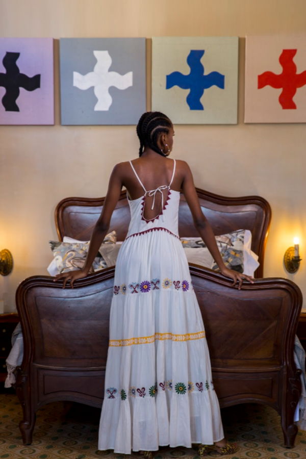 Desert Animals Blue Marieta Dress - Gardenia