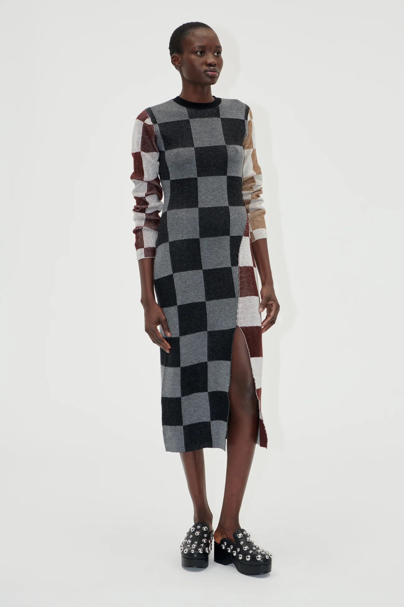 Stine Goya MIDI FITTED DRESS - CHOCOLATE COMBO | Garmentory