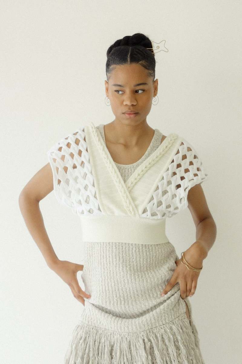 トップス Leinwand Braid Knitted top leinwandeBraid Knitted Tops ラインヴァンド