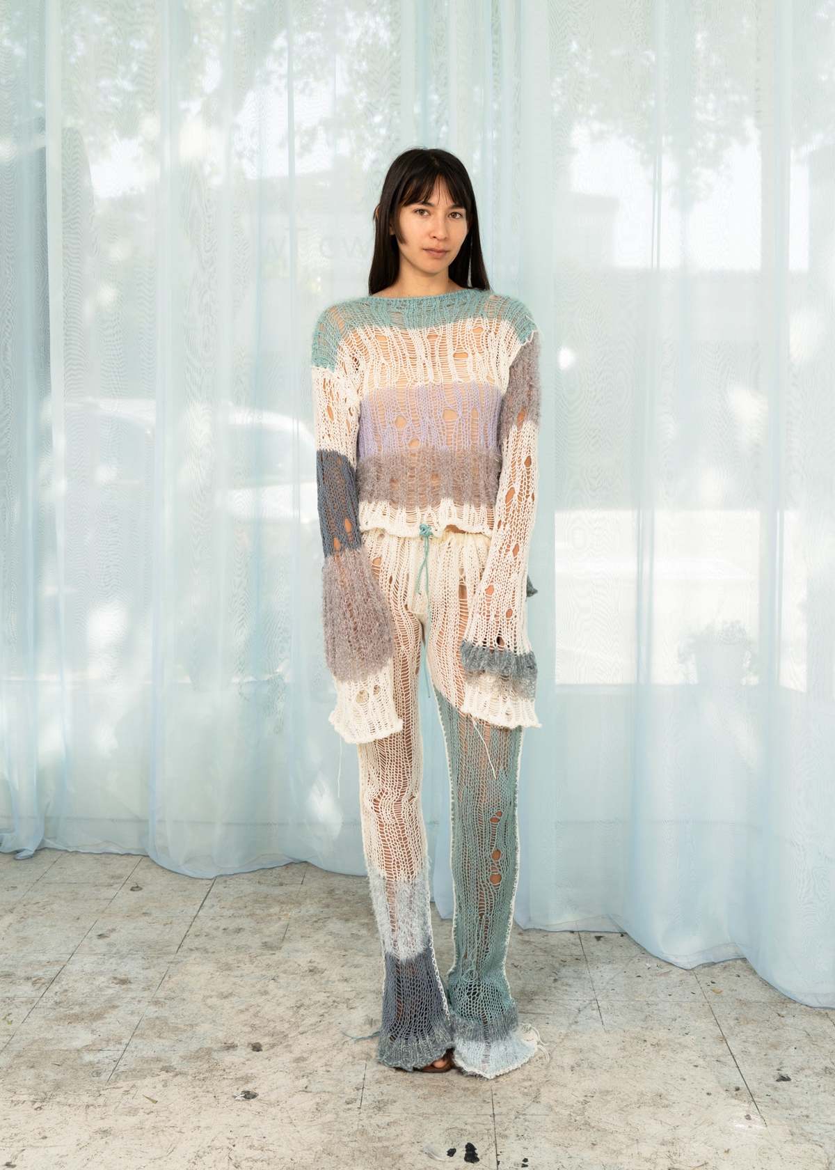 Yusho Kobayashi Knit Trousers - Blue | Garmentory