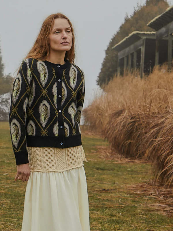 lemura  レミュラ  Jacquard Cardigan Onepiece Ivory Upstate Cable Knit Cardigan