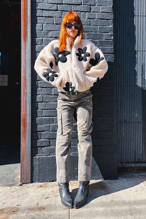 BLANK NYC Wild At Heart Sherpa Jacket White/Black on Garmentory