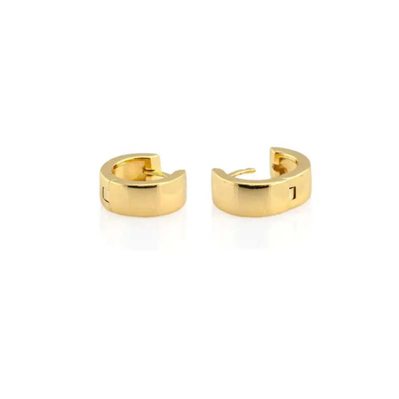 Kris Nations Wide Hinged Huggie Hoop Earrings - Gold Vermeil