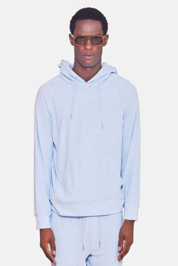 Blue&Cream Terry Pullover Hoodie - Baby Blue