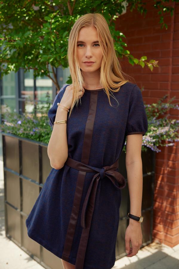 Cartolina Abigail Knit Tweed Dress - Navy Multi on Garmentory