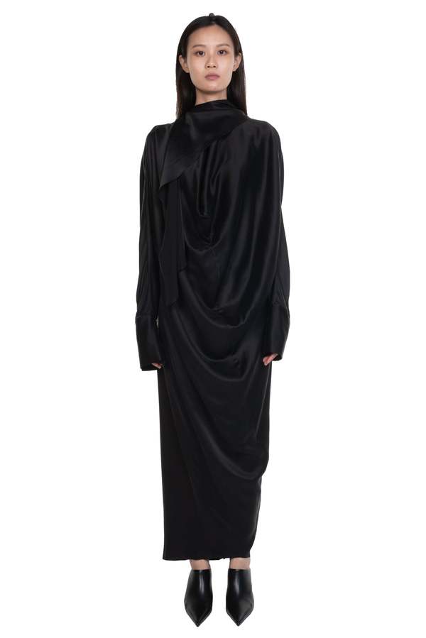 YEHUAFAN Draped Dress - Black