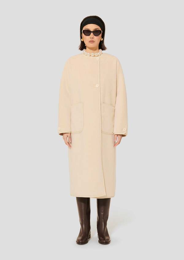 Tara Jarmon Marta Faux Fur Coat - Ecru | Garmentory