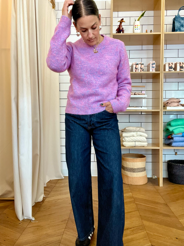 Ganni Alpaca Cotton O-Neck Sweater - Rose Violet | Garmentory