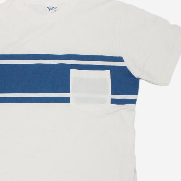 Velva Sheen College Stripe Pocket T-Shirt - White/Blue Velva Sheen College Stripe Pocket T-Shirt - White/Blue
