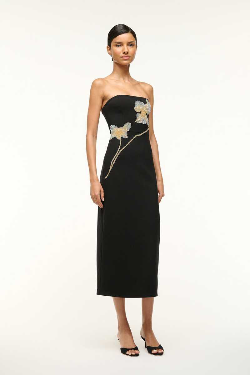 staud hank silk dress botanical shadows Staud HANK SILK DRESS BOTANICAL SHADOWS by Staud