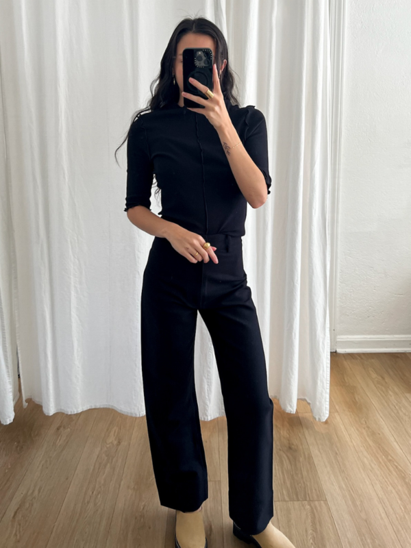 Rodebjer Samantha Rib Jersey Top - Black | Garmentory