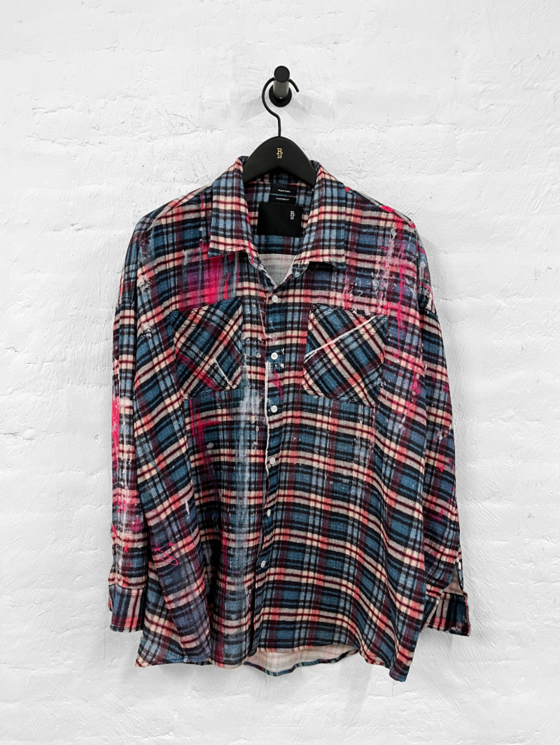 R13 Drop Neck Workshirt - Blue Plaid | Garmentory