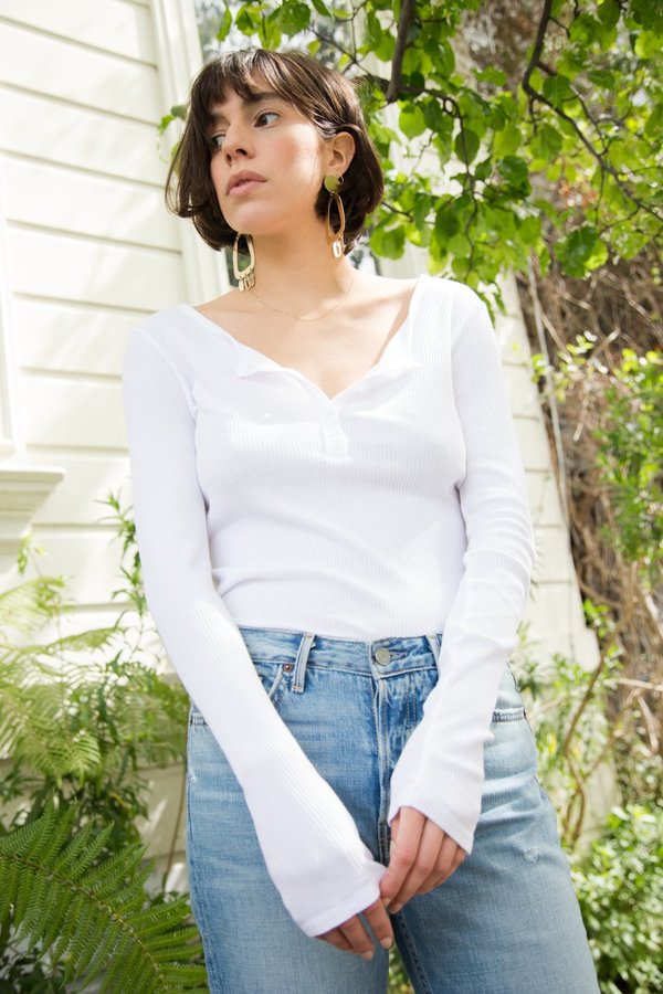 Lacausa Classic Henley - White Lacausa Classic Henley - White