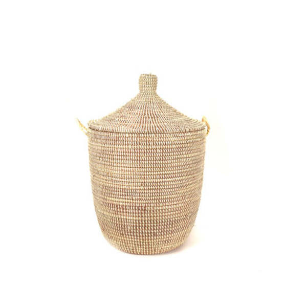 Mbare Dou Lid Storage Basket - Monochrome Natural