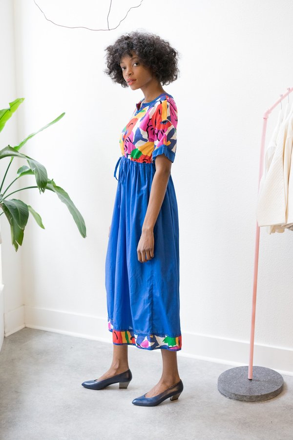 Backtalk PDX Vintage Colorful Face Print Maxi Dress Backtalk PDX Vintage Colorful Face Print Maxi Dress