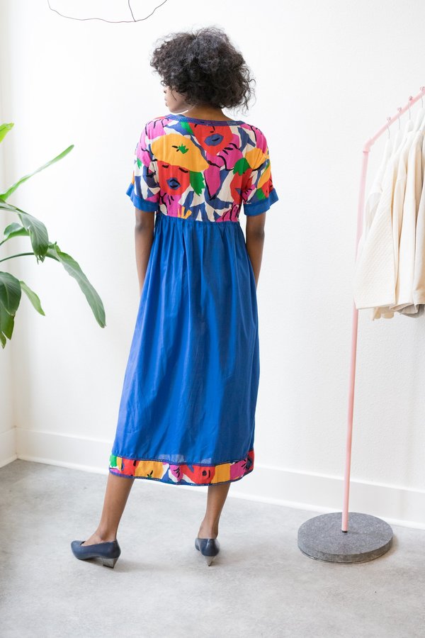 Backtalk PDX Vintage Colorful Face Print Maxi Dress Backtalk PDX Vintage Colorful Face Print Maxi Dress