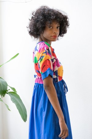 Backtalk PDX Vintage Colorful Face Print Maxi Dress Backtalk PDX Vintage Colorful Face Print Maxi Dress