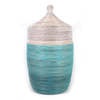 Mbare Large Two-Tone Basket - Turquoise/White - Thumbnail 1