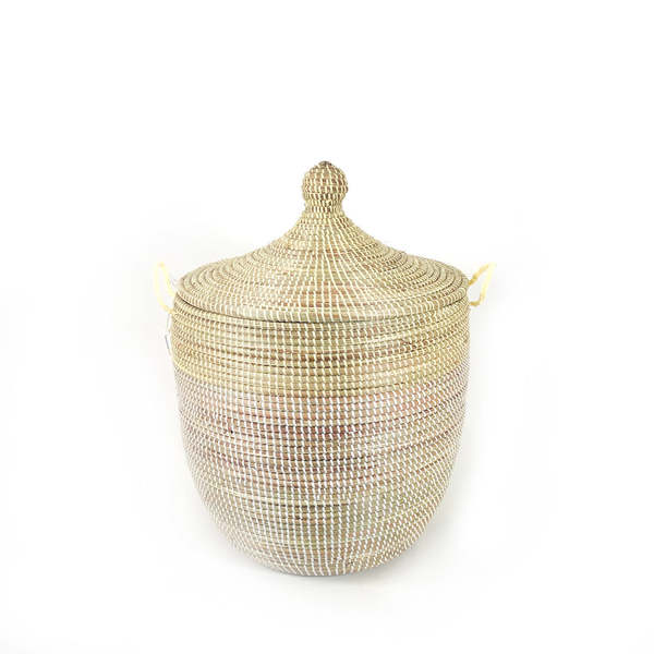 Mbare Medium Two Tone Basket - Natural/White