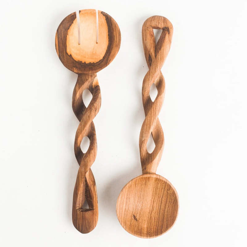 Creative Women Olive Wood Spiral Servers Creative Women Olive Wood Spiral Servers