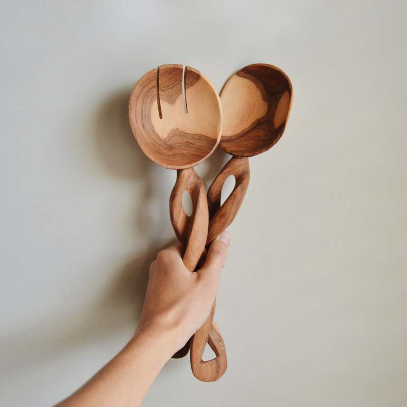 Creative Women Olive Wood Spiral Servers Creative Women Olive Wood Spiral Servers