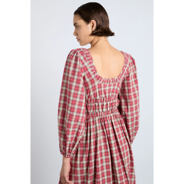 DAMSON MADDER Dakota Bow Midi Dress - Tartan