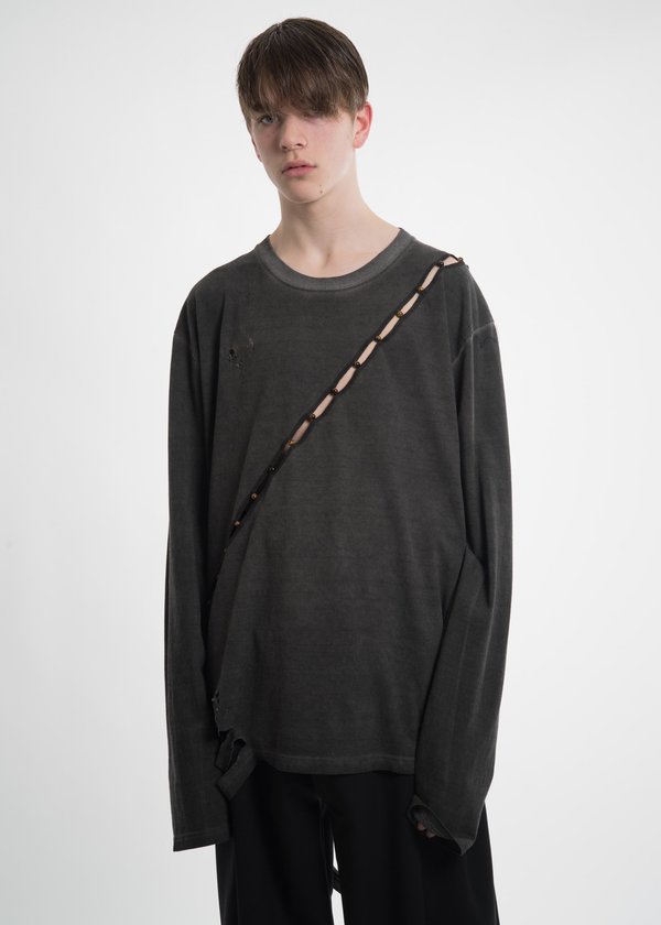 Hyein Seo Grey Slashed L/S T-Shirt Hyein Seo Grey Slashed L/S T-Shirt