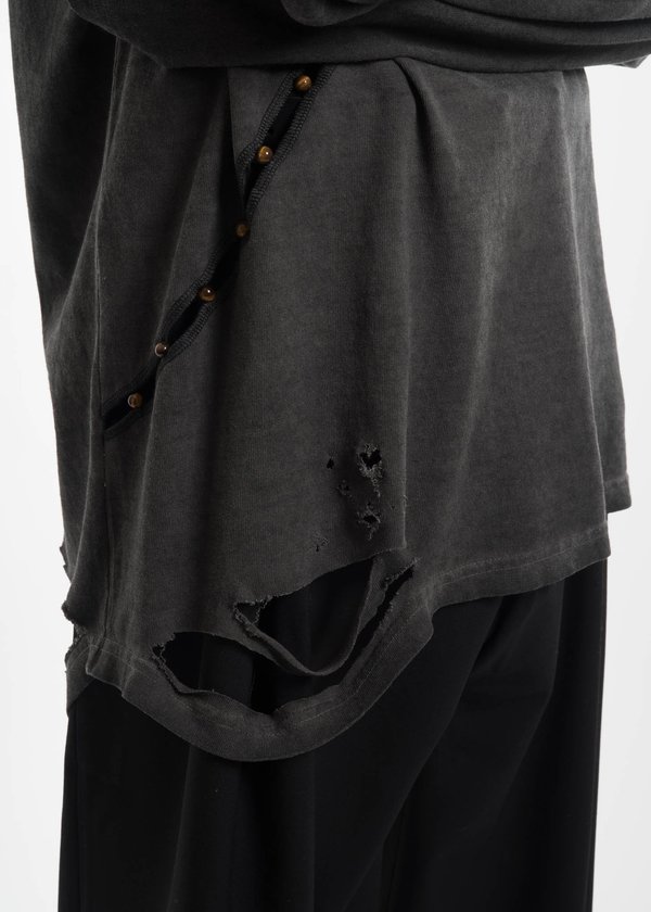 Hyein Seo Grey Slashed L/S T-Shirt Hyein Seo Grey Slashed L/S T-Shirt