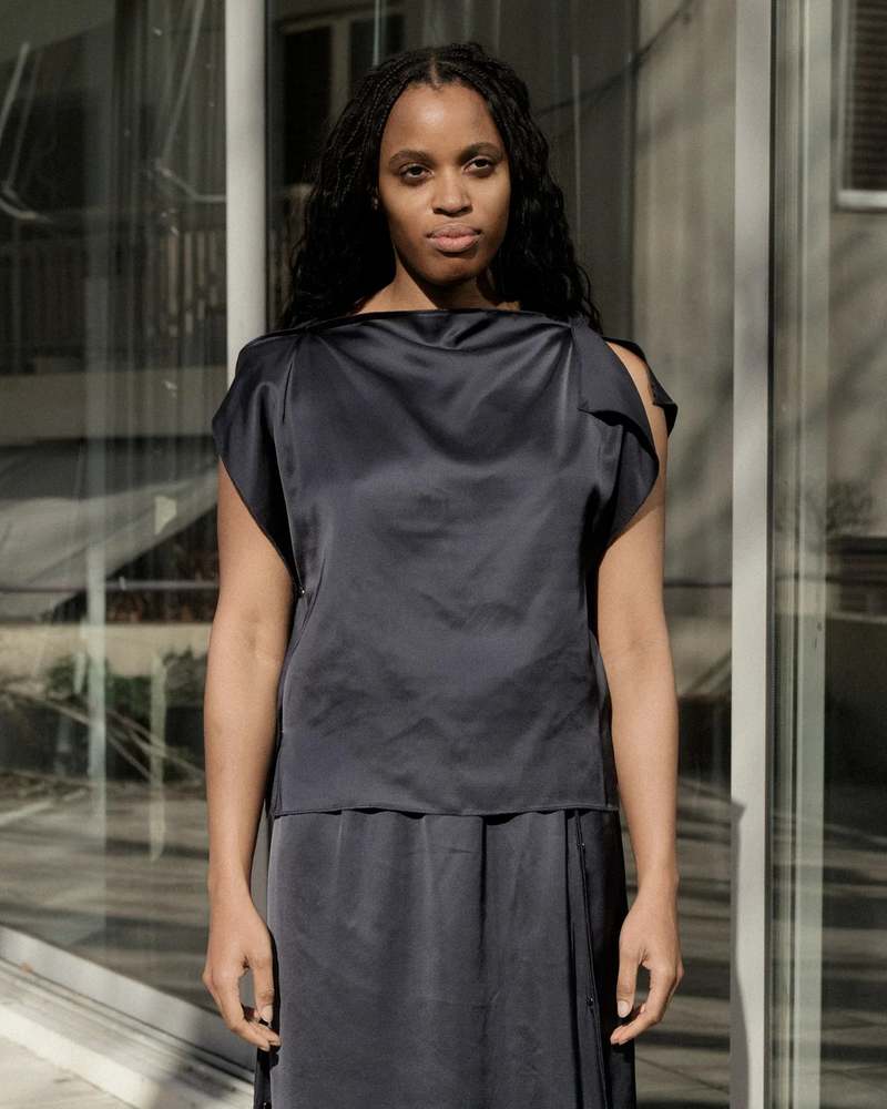 トップス Baserange clavo dress XS Navy Clavo Midi Dress by Baserange on Sale