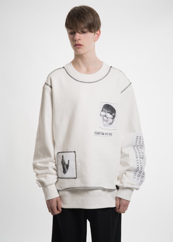 Hyein Seo White Patchwork Sweatshirt Hyein Seo White Patchwork Sweatshirt