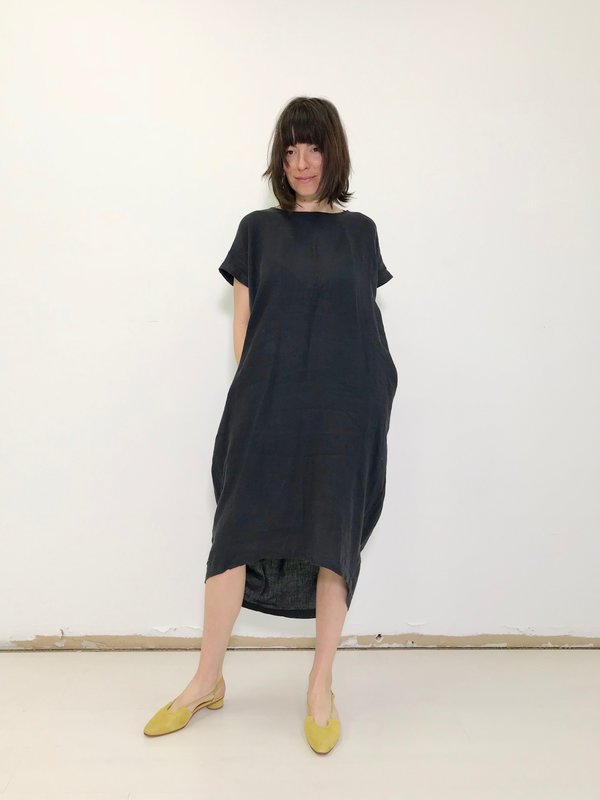 Black Crane Pleated Cocoon Dress Black Crane Pleated Cocoon Dress