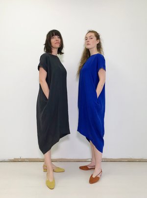 Black Crane Pleated Cocoon Dress Black Crane Pleated Cocoon Dress