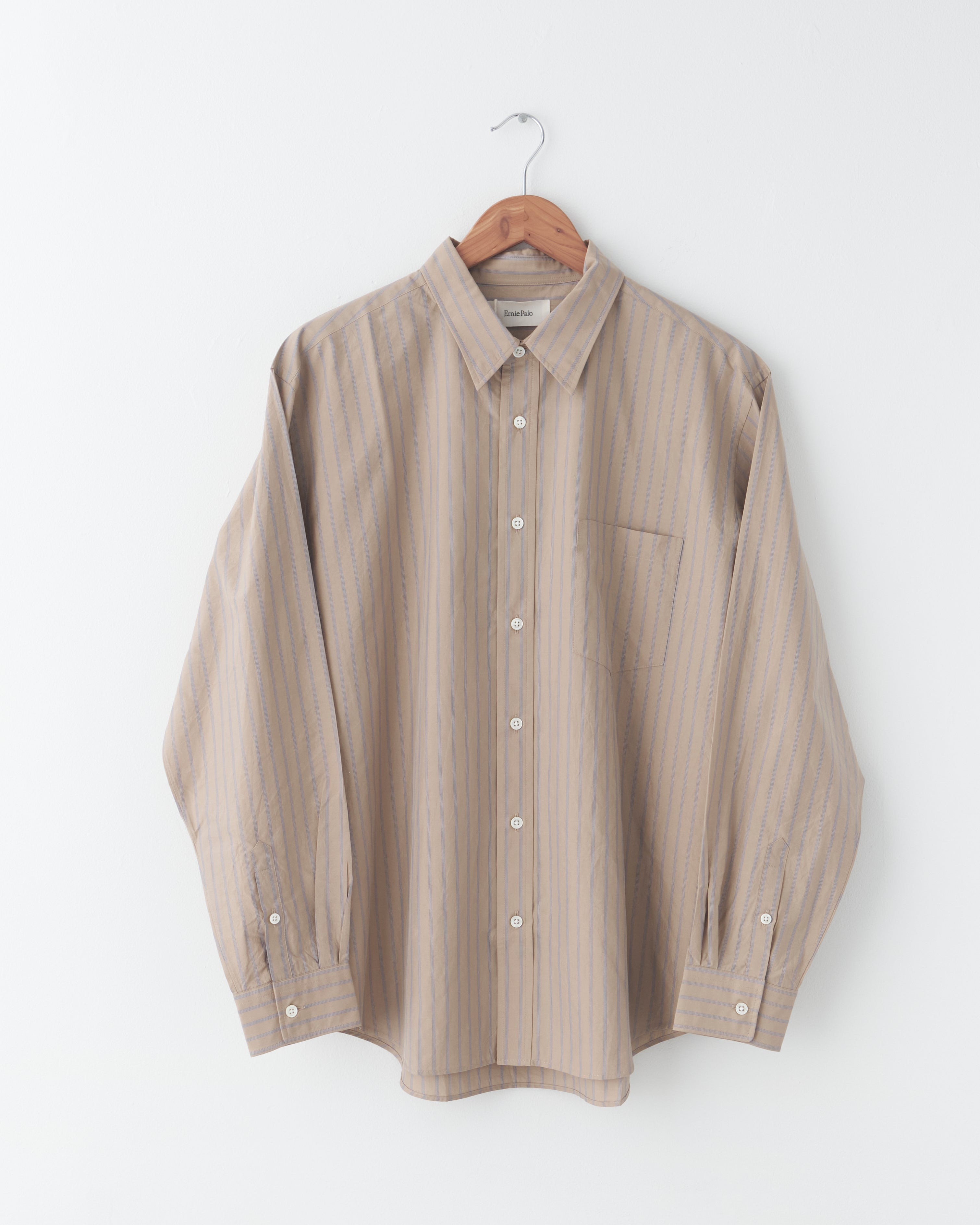 トップス Ernie Palo SILK COTTON STRIPE SHIRT Ernie Palo Cotton Silk Stripe Shirt - Sax | Garmentory