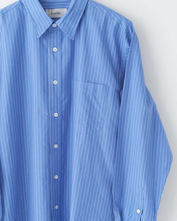 Ernie Palo Striped Silk & Cotton Shirt - Very Blue | Garmentory