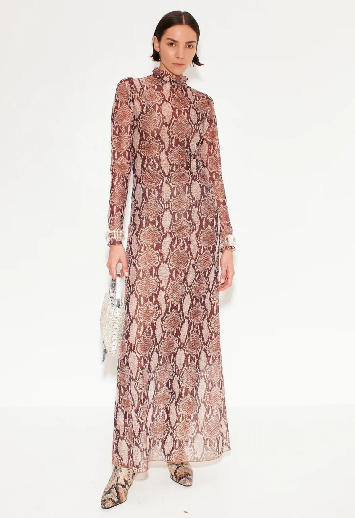 ワンピース Simon flare dress andmary Floral Scoop Neck Corset Satin Maxi Bridesmaid Dress With