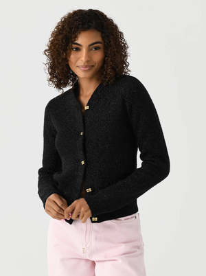 GANNI(ガニー) SPARKLE KNIT BLA CARDIGAN S GANNI speckle-knit Cardigan | Blue | FARFETCH