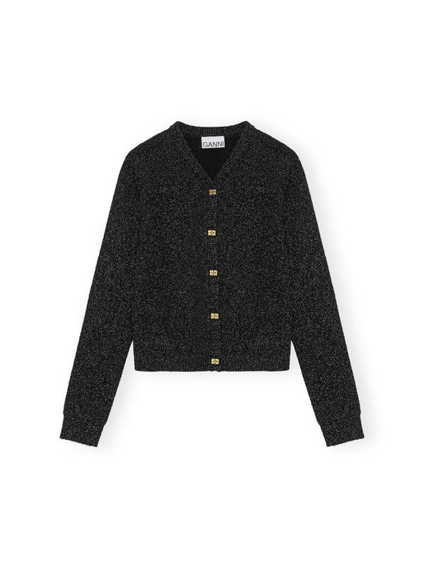 GANNI(ガニー) SPARKLE KNIT BLA CARDIGAN S GANNI speckle-knit Cardigan | Blue | FARFETCH