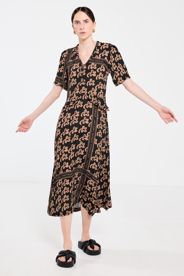 SALASAI Plantation Dress - Beige Pop Palm