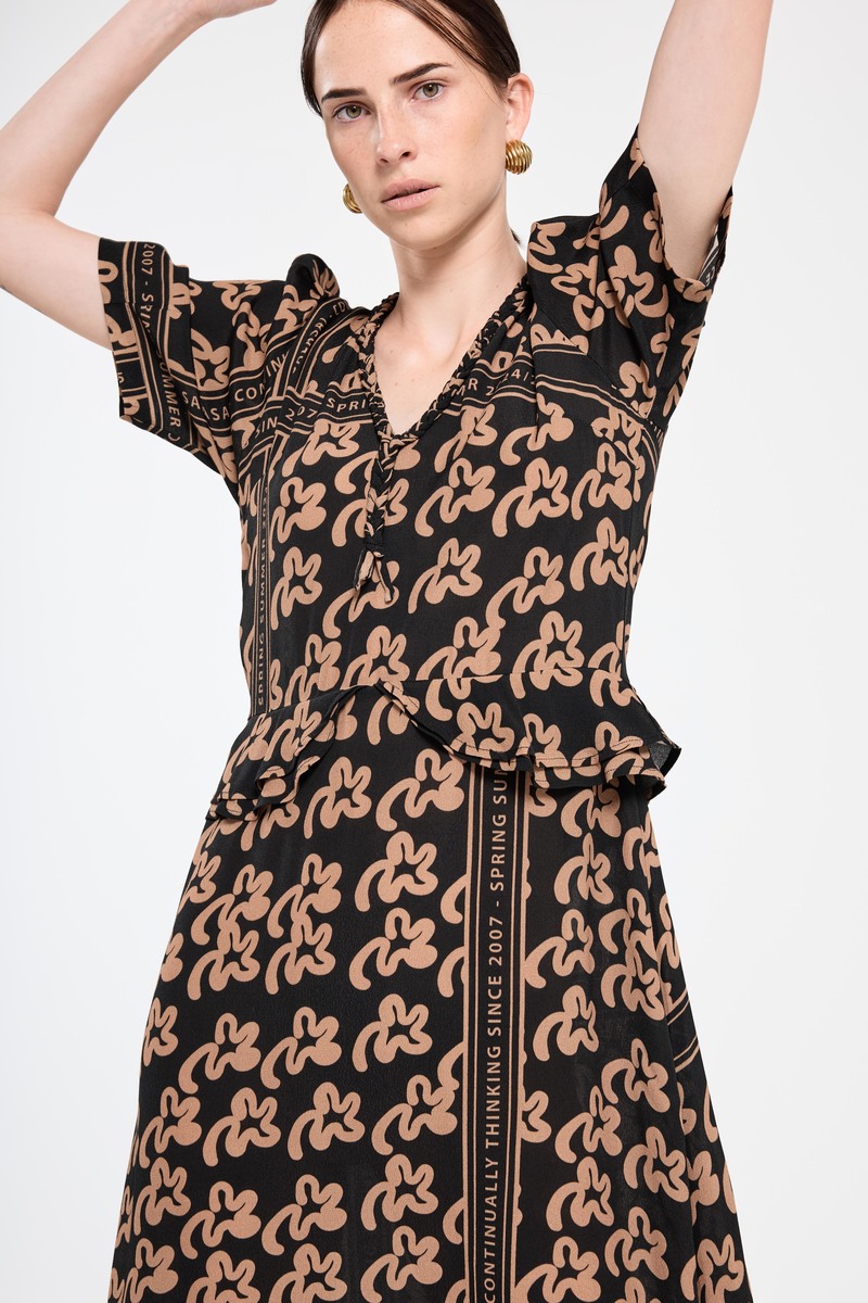 SALASAI Plantation Dress - Beige Pop Palm