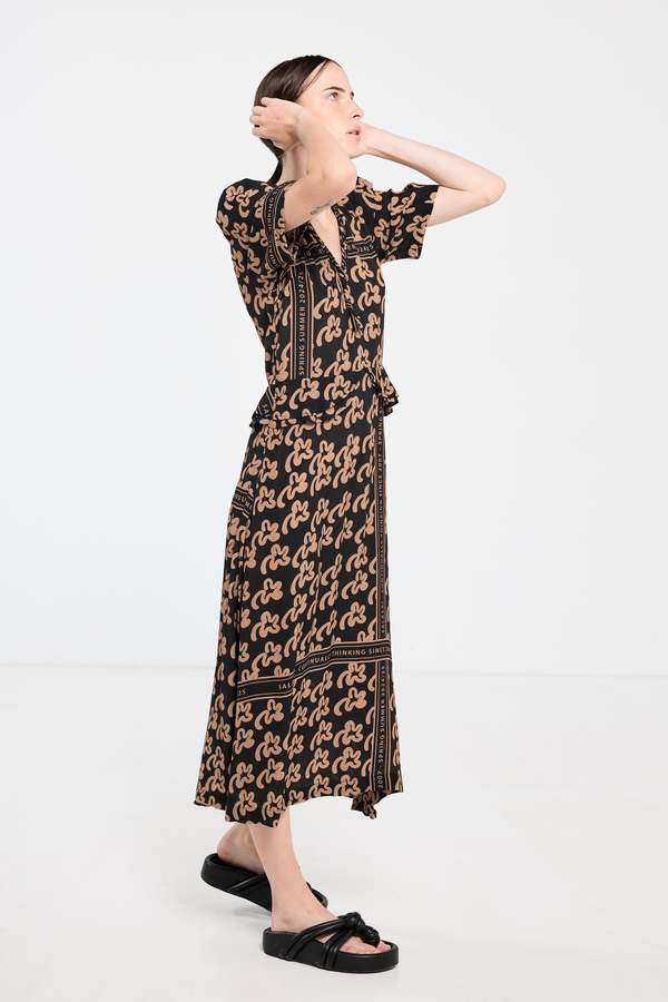SALASAI Plantation Dress - Beige Pop Palm