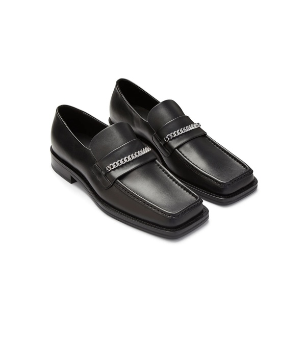 Martine Rose Men's Square Toe Chain Loafer - Black | Garmentory