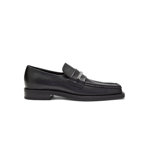 Martine Rose Men's Square Toe Chain Loafer - Black | Garmentory