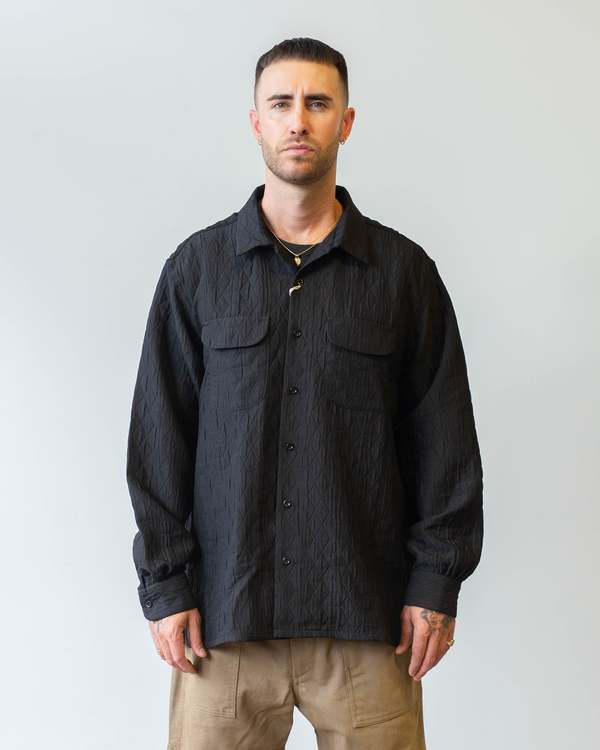 Engineered Garments Polyester Geo Quilt Classic Shirt - Black 