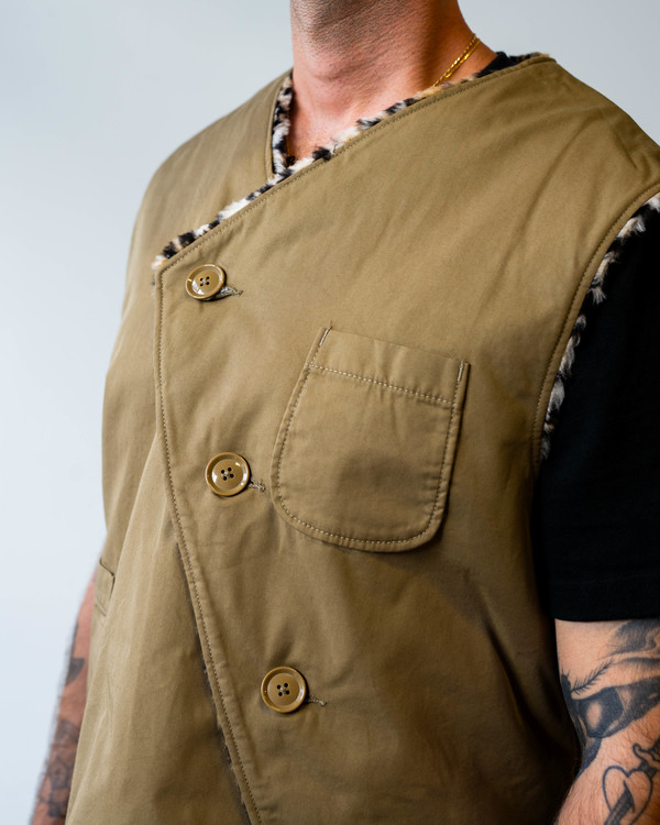 Engineered Garments Nyco Twill Over Vest - Khaki | Garmentory