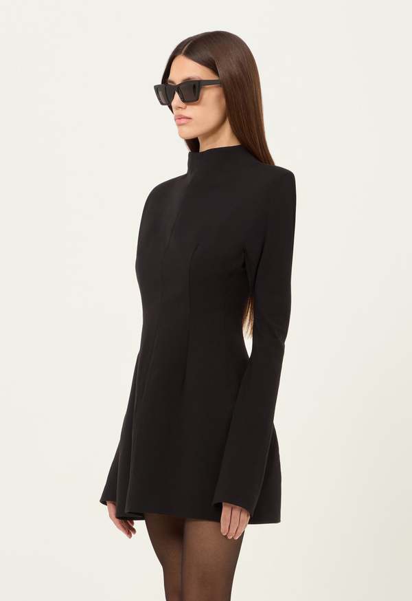 Aexae Wool Contoured Turtleneck L-S Mini Dress - Black | Garmentory