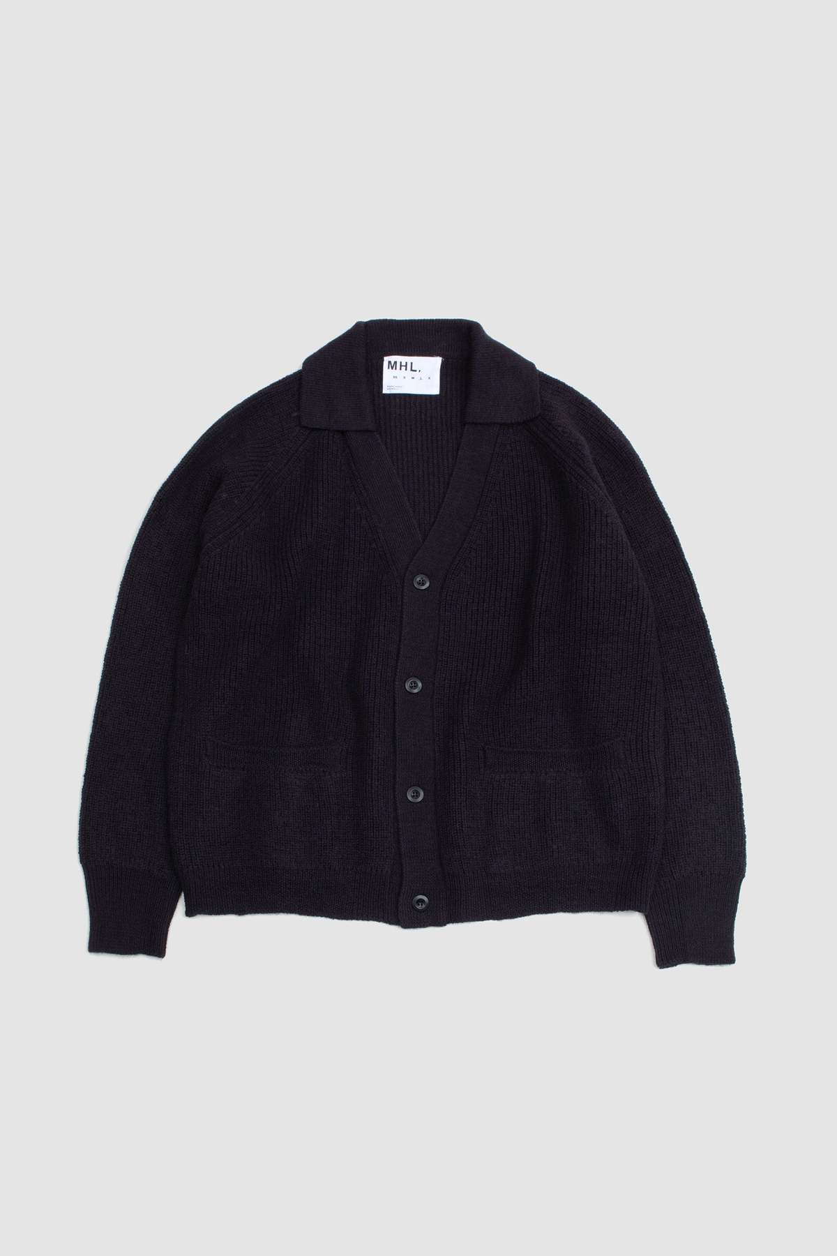 カーディガン MARGARET HOWELL - MHL. / cotton wool knit cardigan S-M Dark navy wool cotton Cropped Cardigan | MHL. by Margaret Howell